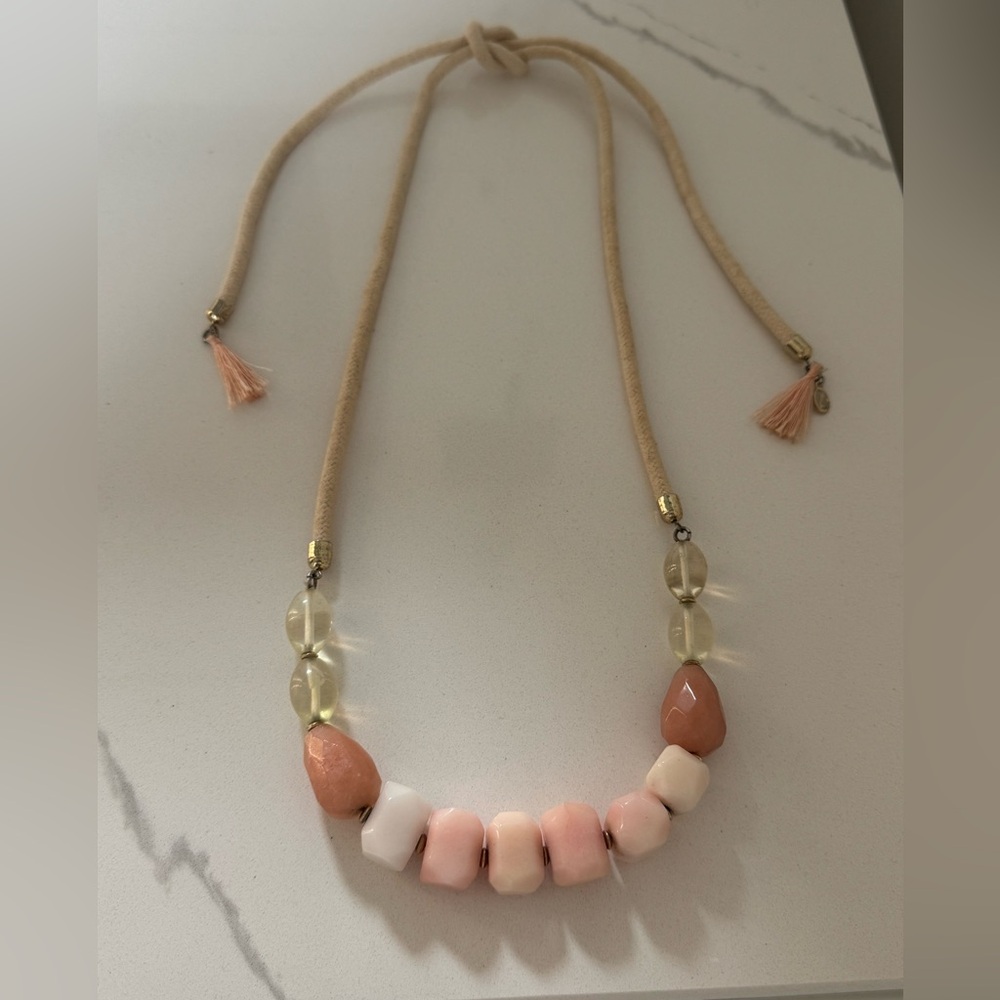 Elegant Pink and Cream Beaded Necklace with Rope Chain from Loft